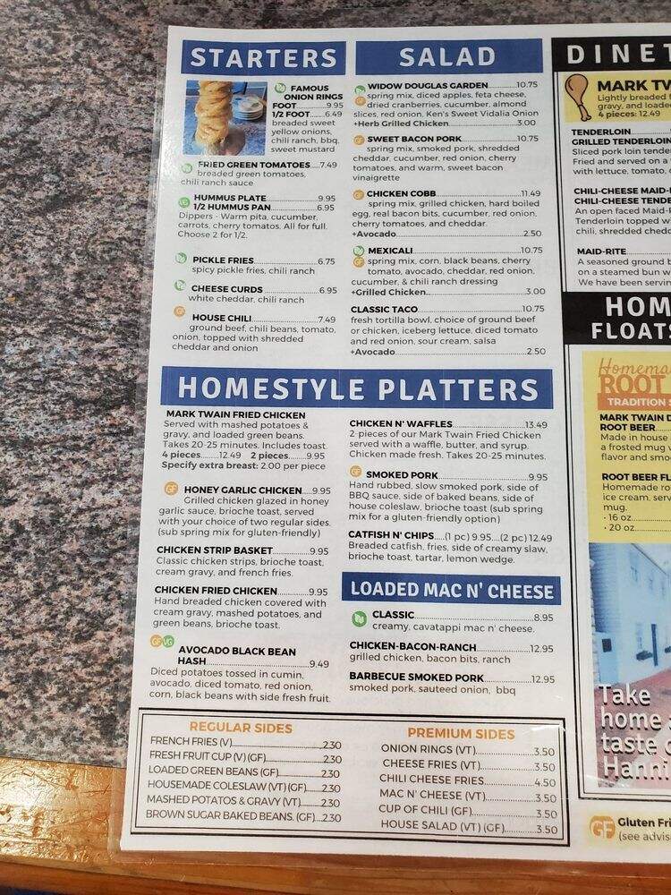 Mark Twain Dinette - Hannibal, MO menu_pic
