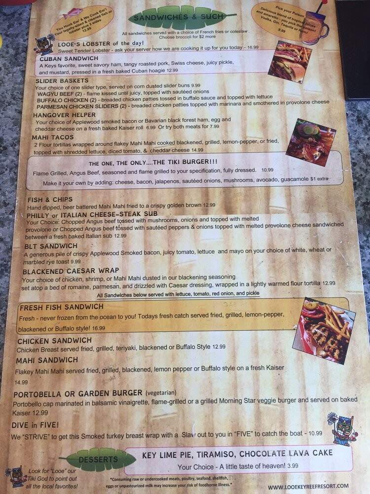 Looe Key Tiki Bar & Grill - Ramrod Key, FL menu_pic