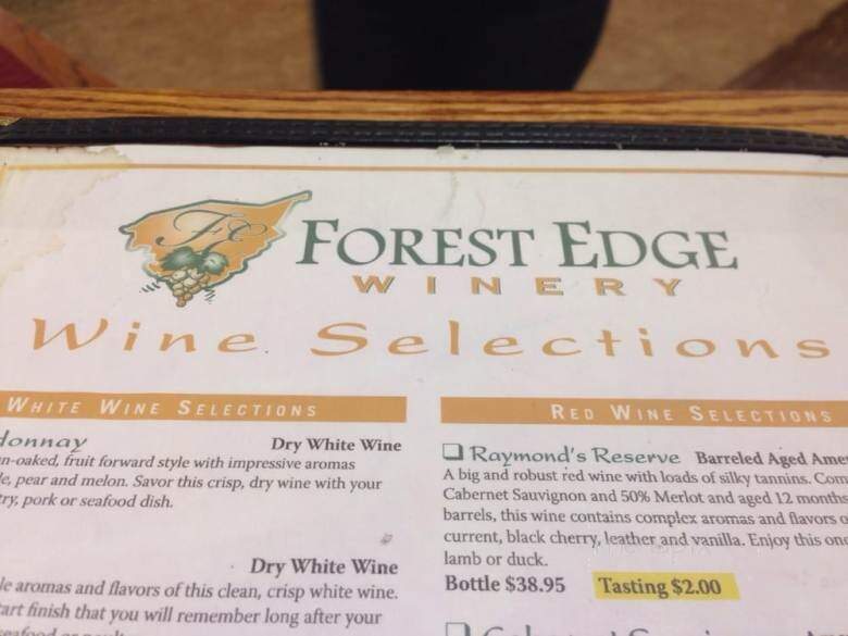 Forest Edge Winery - Shepherdsville, KY menu_pic