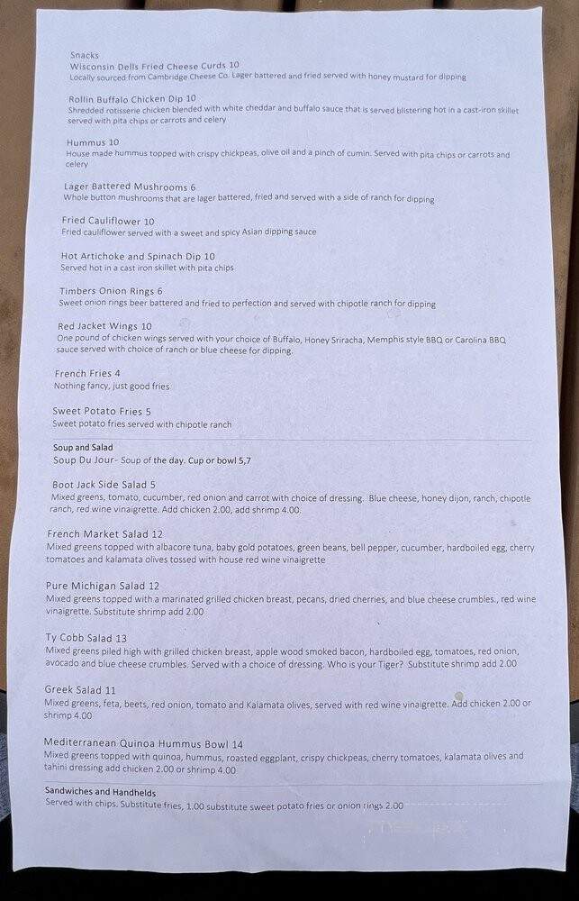 Boot Jack Tavern - Manitou Beach, MI menu_pic