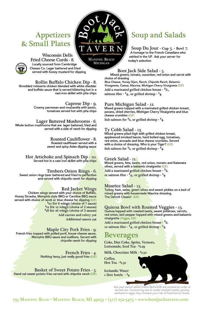 Boot Jack Tavern - Manitou Beach, MI menu_pic