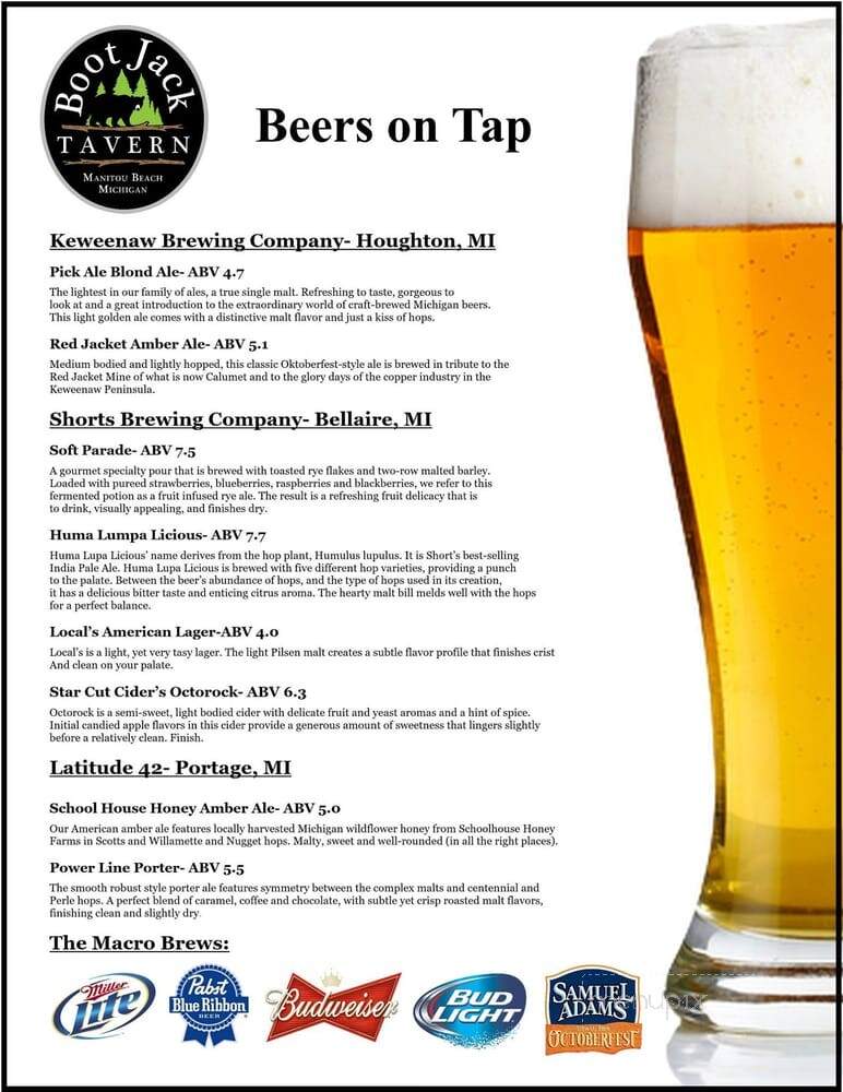 Boot Jack Tavern - Manitou Beach, MI menu_pic