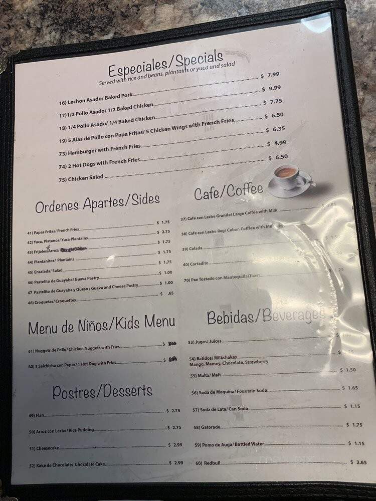 Prado's Cuban Cafe - Belle Glade, FL menu_pic