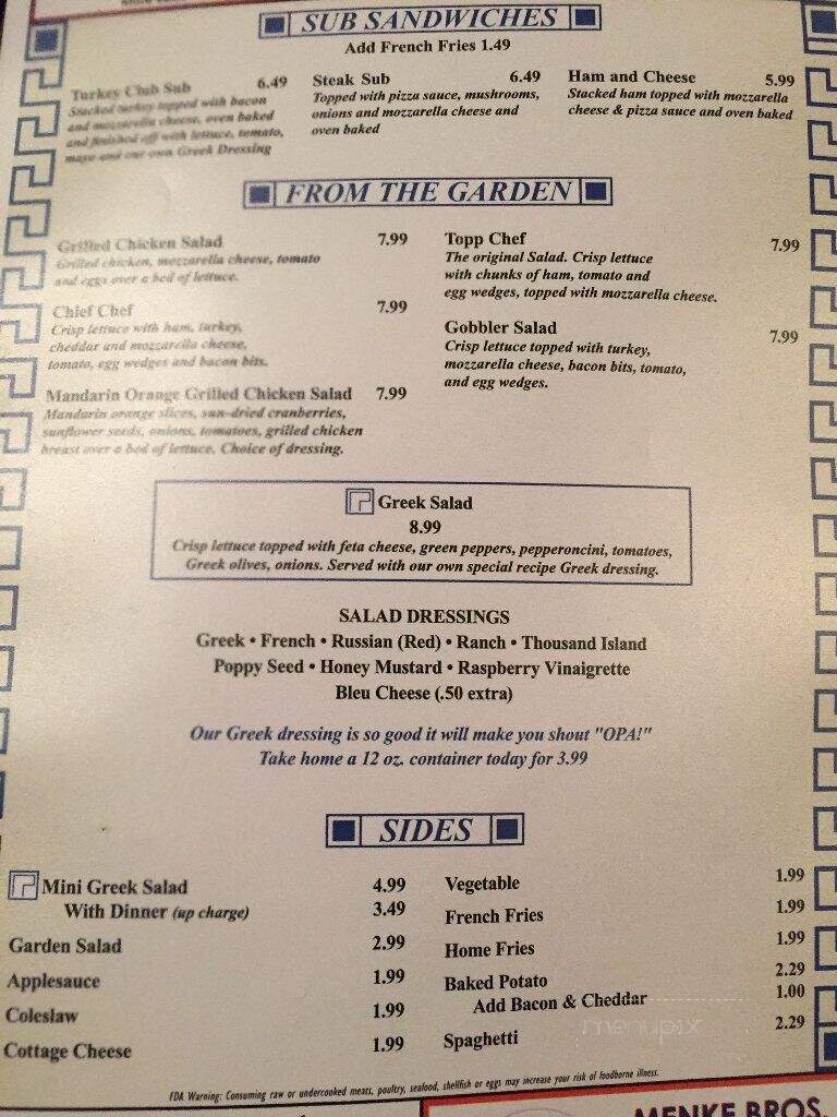 Topp Chalet - Delphos, OH menu_pic