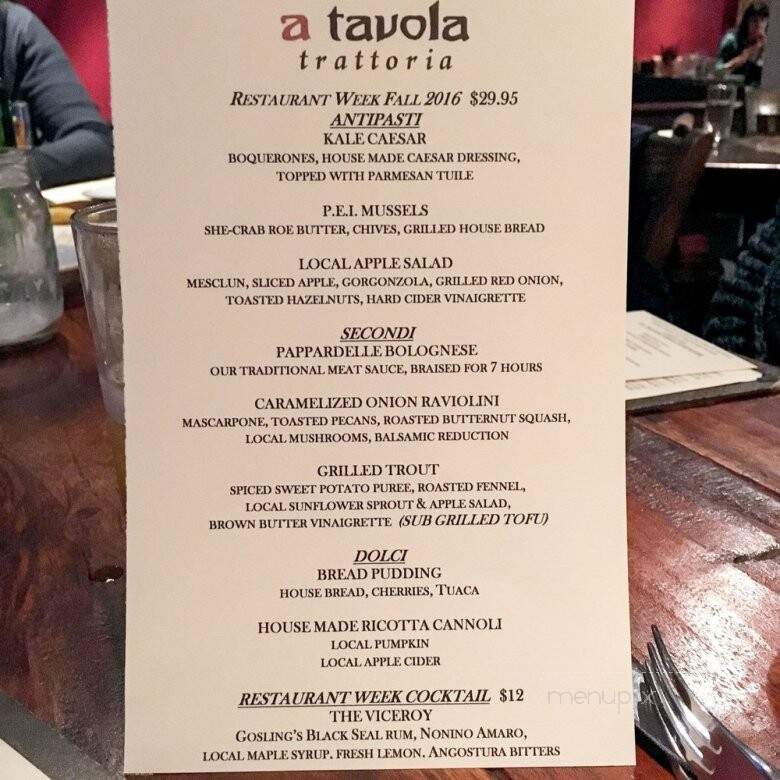 A Tavola Trattoria - New Paltz, NY menu_pic