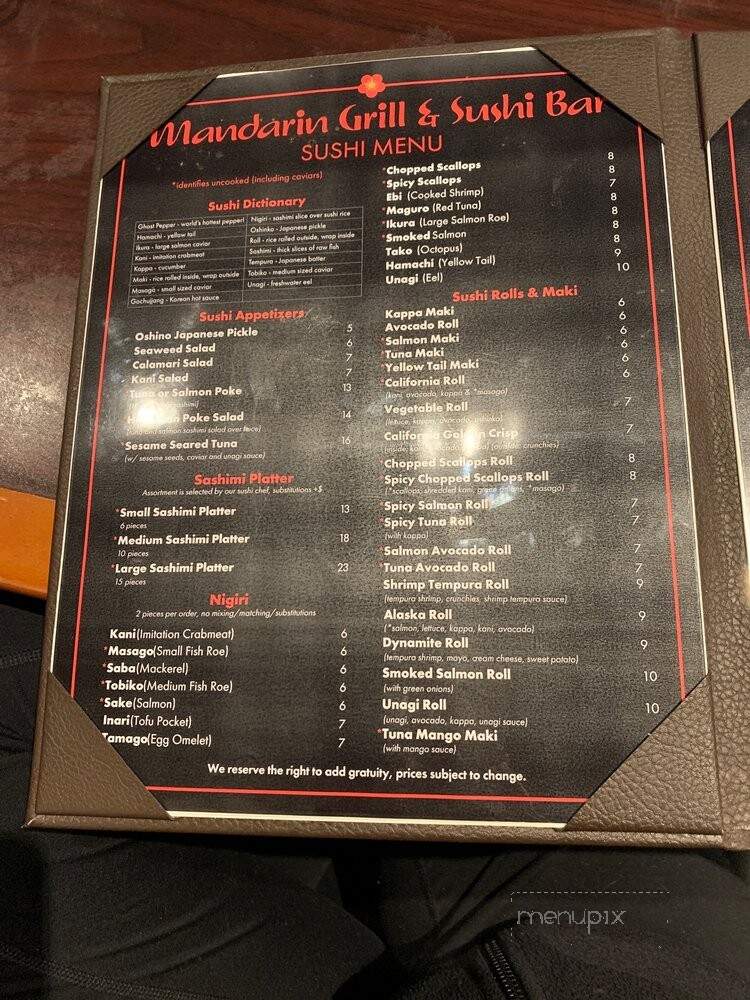 Mandarin Grill and Sushi Bar - Clive, IA menu_pic