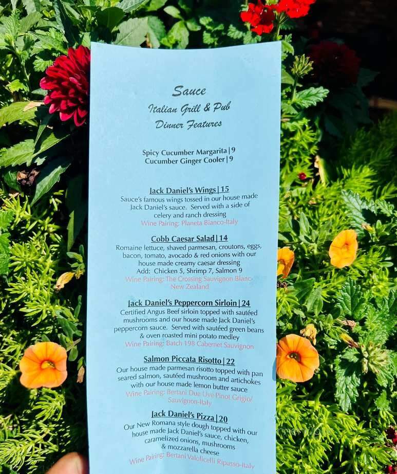 Sauce - Adrian, MI menu_pic