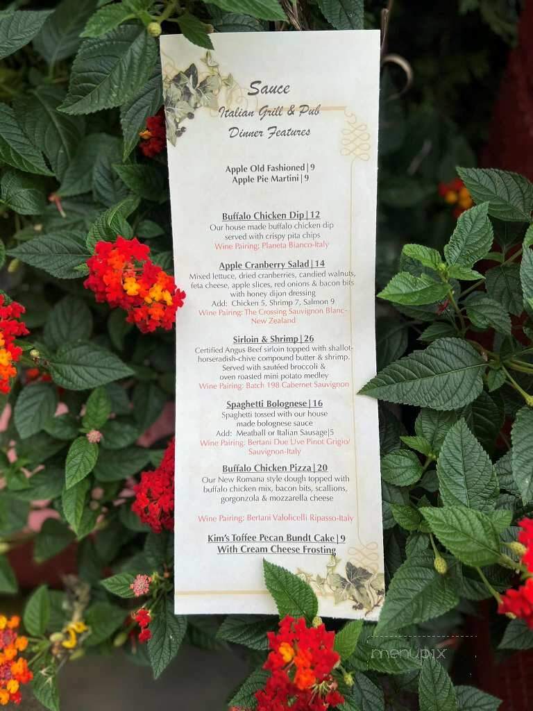 Sauce - Adrian, MI menu_pic