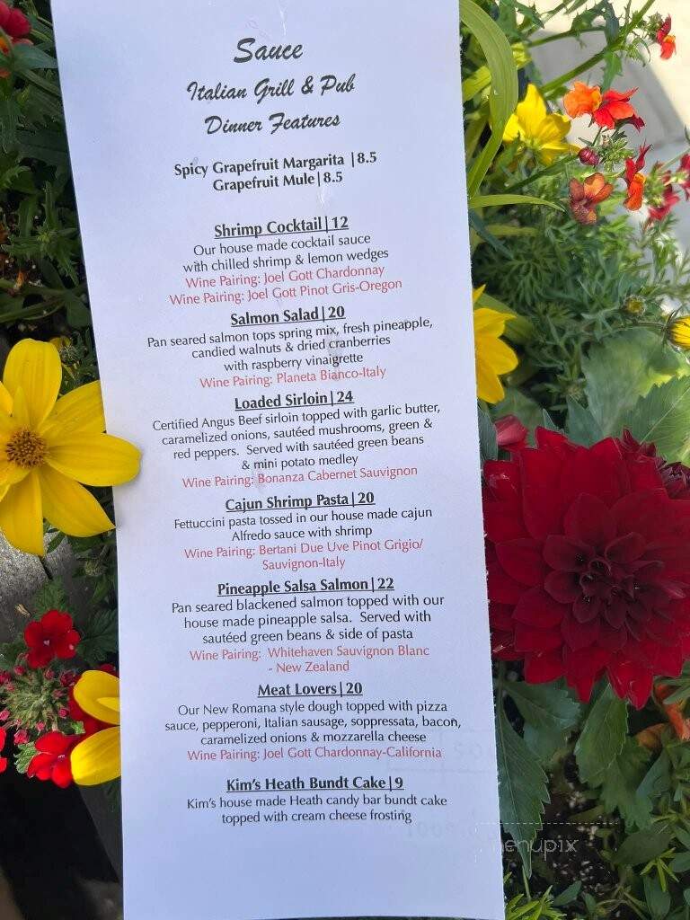 Sauce - Adrian, MI menu_pic
