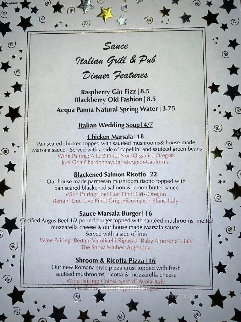 Sauce - Adrian, MI menu_pic
