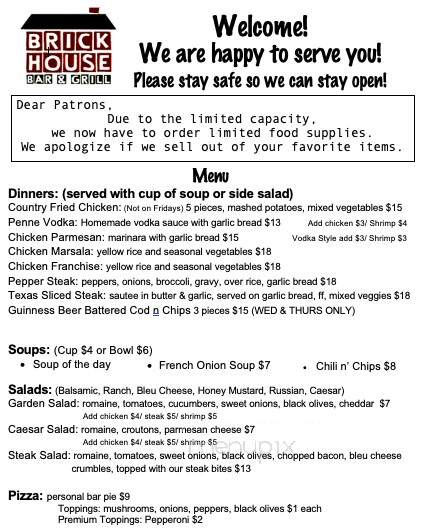 The Brick House Bar and Grill - Meridian, MS menu_pic