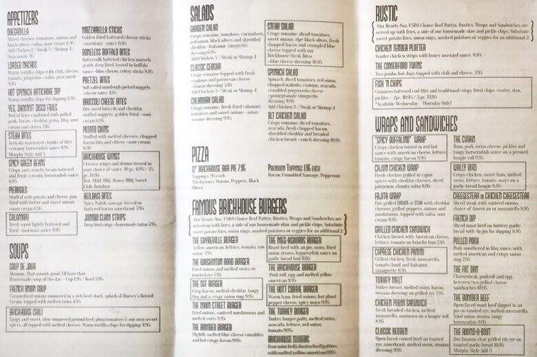 The Brick House Bar and Grill - Meridian, MS menu_pic