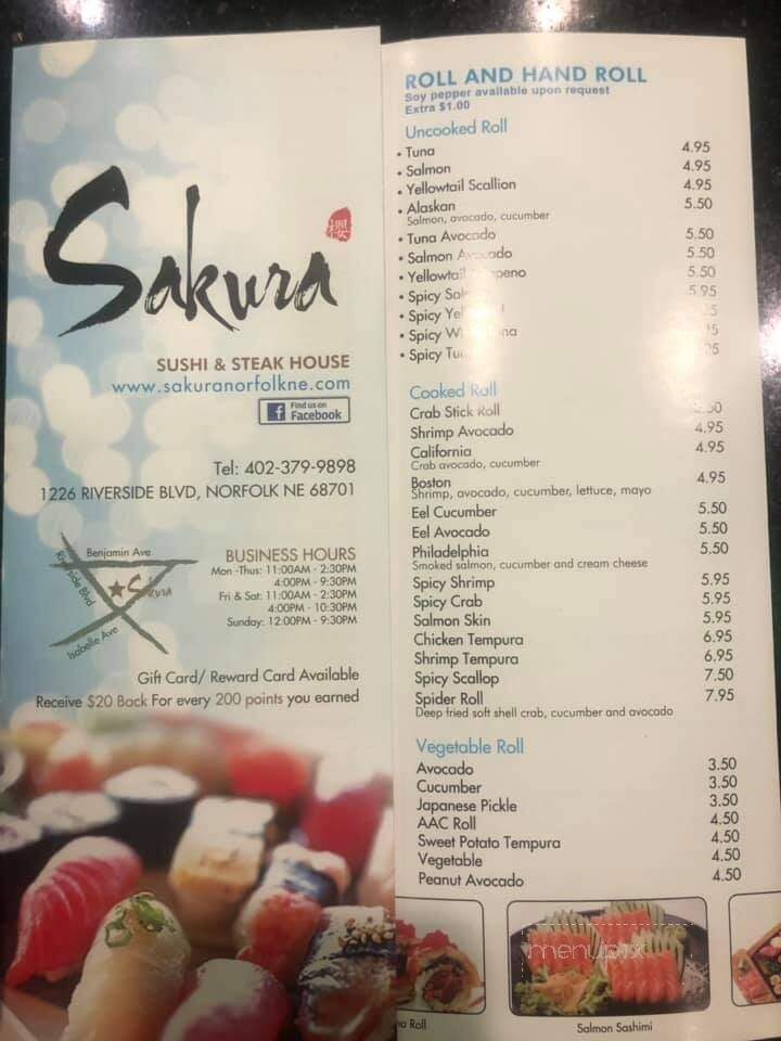 Sakura Sushi & Steak House - Norfolk, NE menu_pic