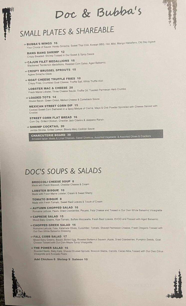 Doc & Bubbas - Mohnton, PA menu_pic