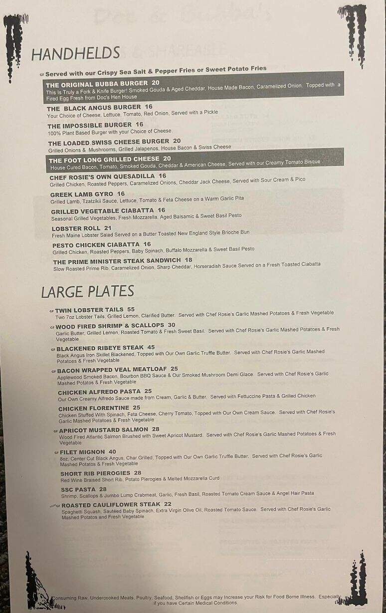 Doc & Bubbas - Mohnton, PA menu_pic