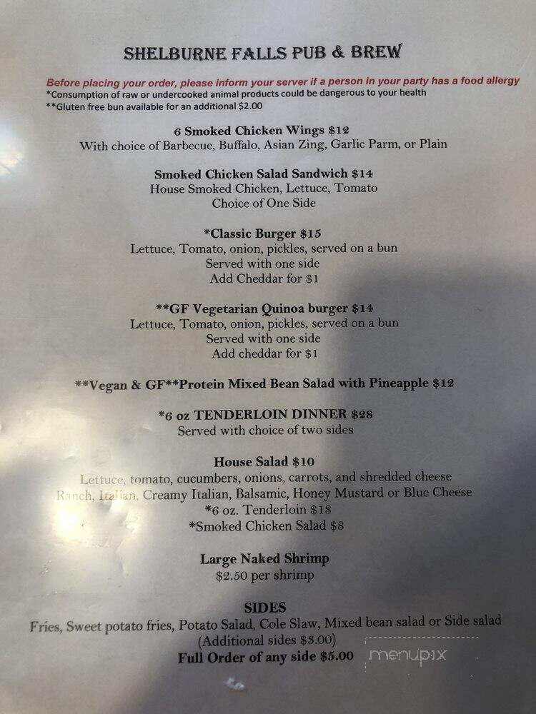 Sweetheart Restaurant - Shelburne Falls, MA menu_pic