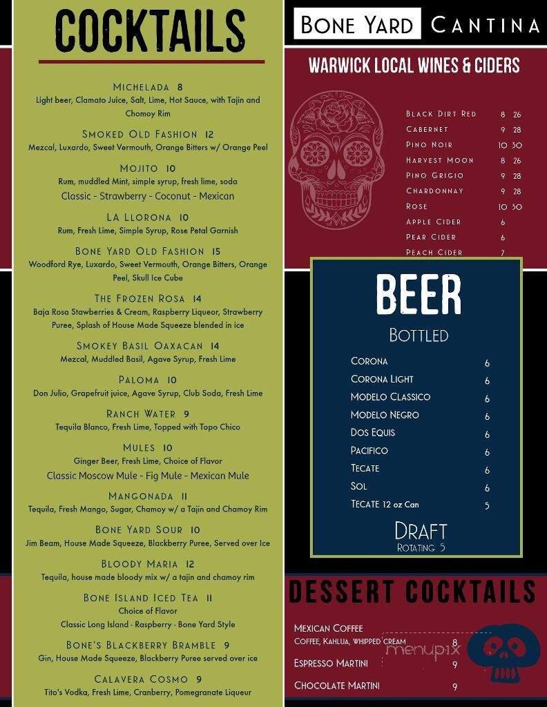 Bone Yard Cantina - Warwick, NY menu_pic