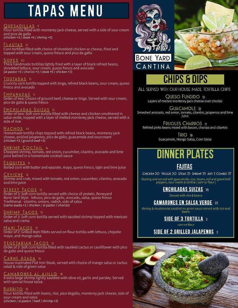 Bone Yard Cantina - Warwick, NY menu_pic