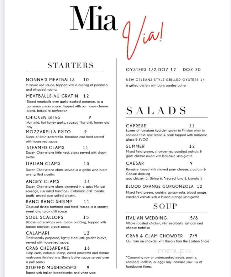Via Mia - Luzerne, PA menu_pic