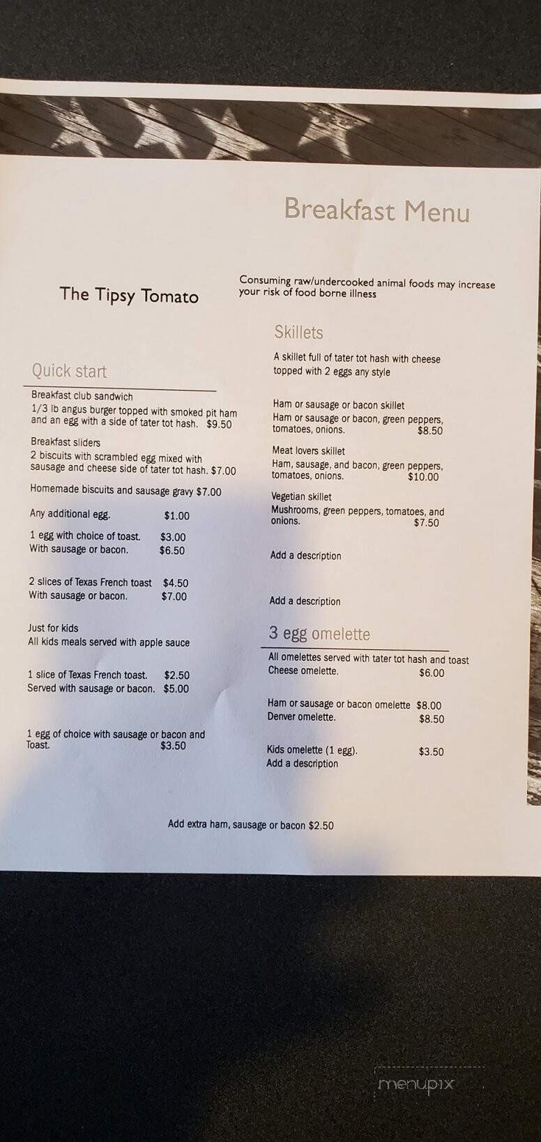 The Tipsy Tomato - Manitowoc, WI menu_pic