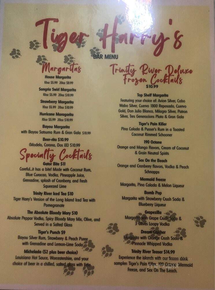 Tiger Harry's Riverside Fish Camp - Liberty, TX menu_pic