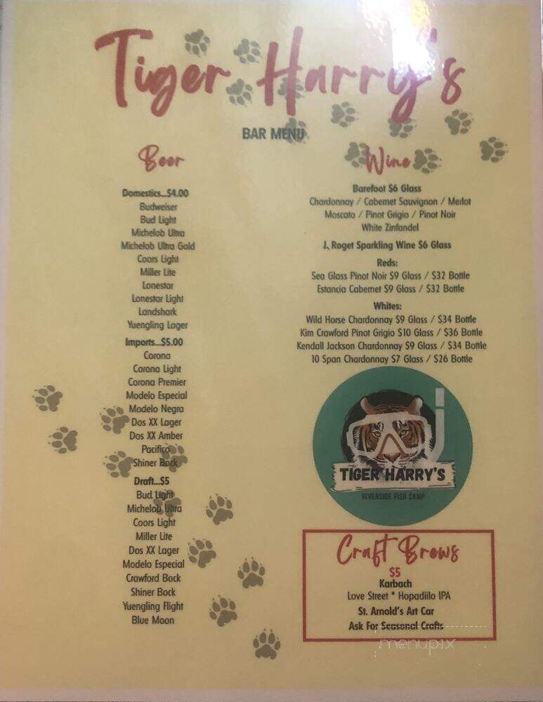 Tiger Harry's Riverside Fish Camp - Liberty, TX menu_pic
