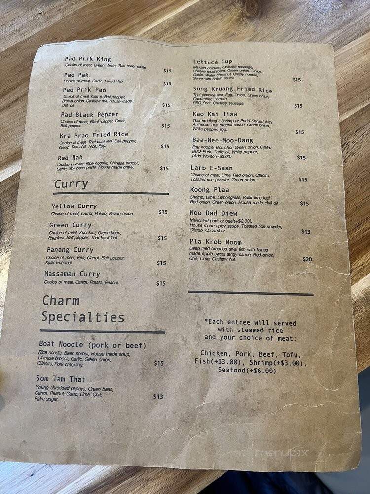 Charm Thai Kitchen - Phoenix, OR menu_pic