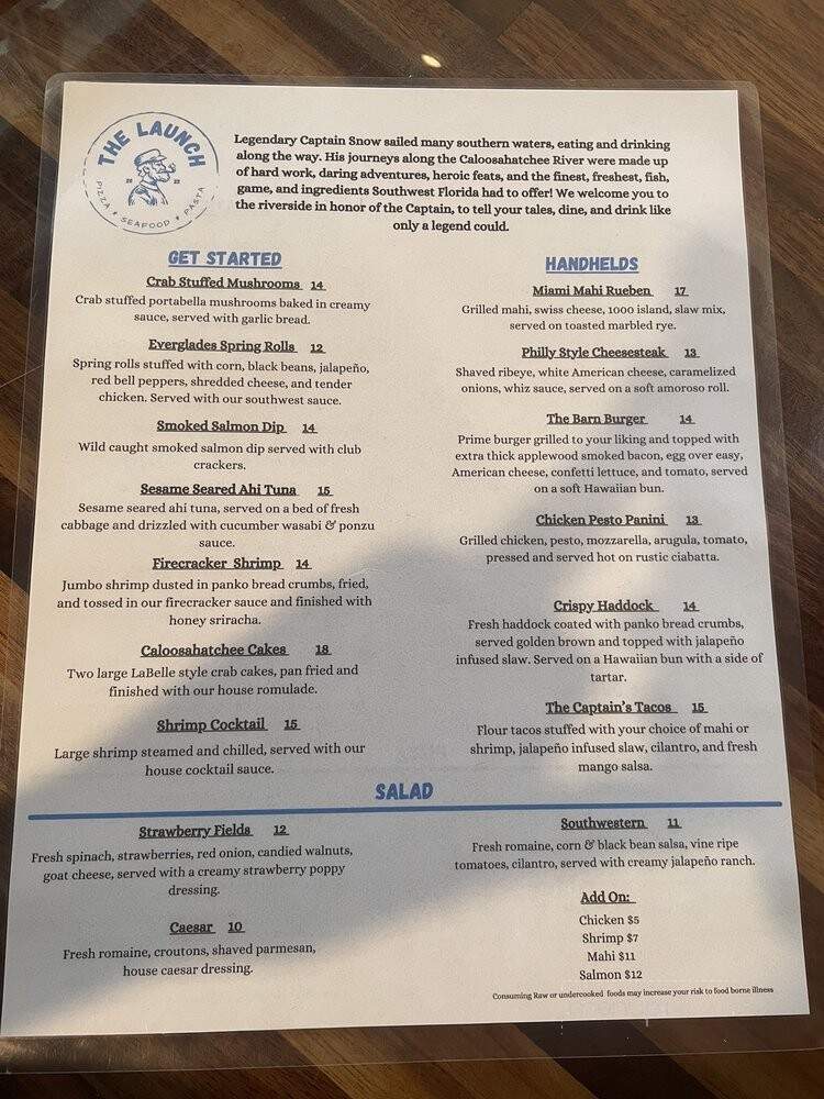 The Launch - LaBelle, FL menu_pic
