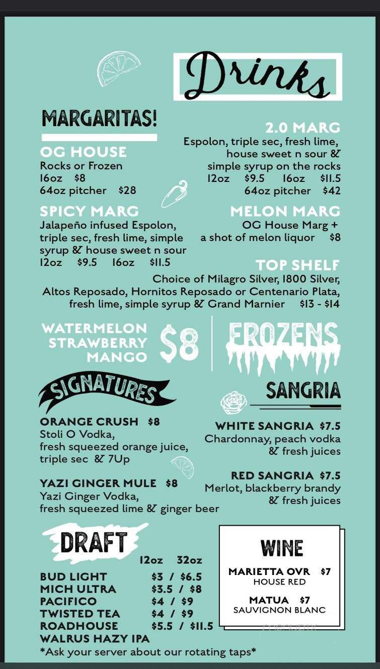 Lazy River Cantina Lounge - Saratoga, WY menu_pic