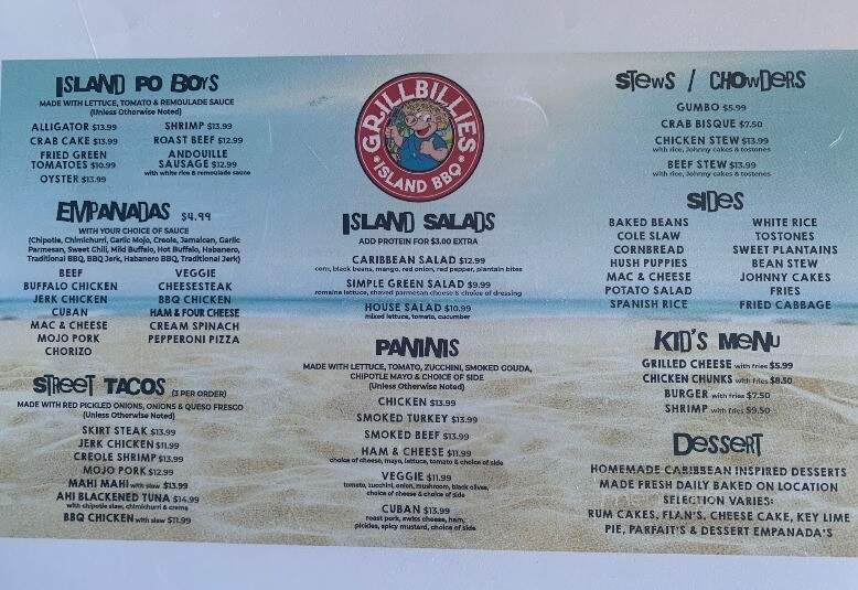 Grillbillies Island BBQ - Clarksboro, NJ menu_pic