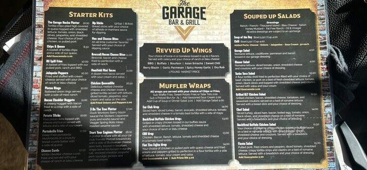 The Garage Bar and Grill - Pine City, MN menu_pic