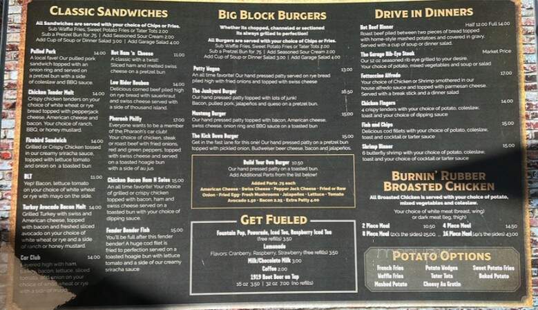 The Garage Bar and Grill - Pine City, MN menu_pic