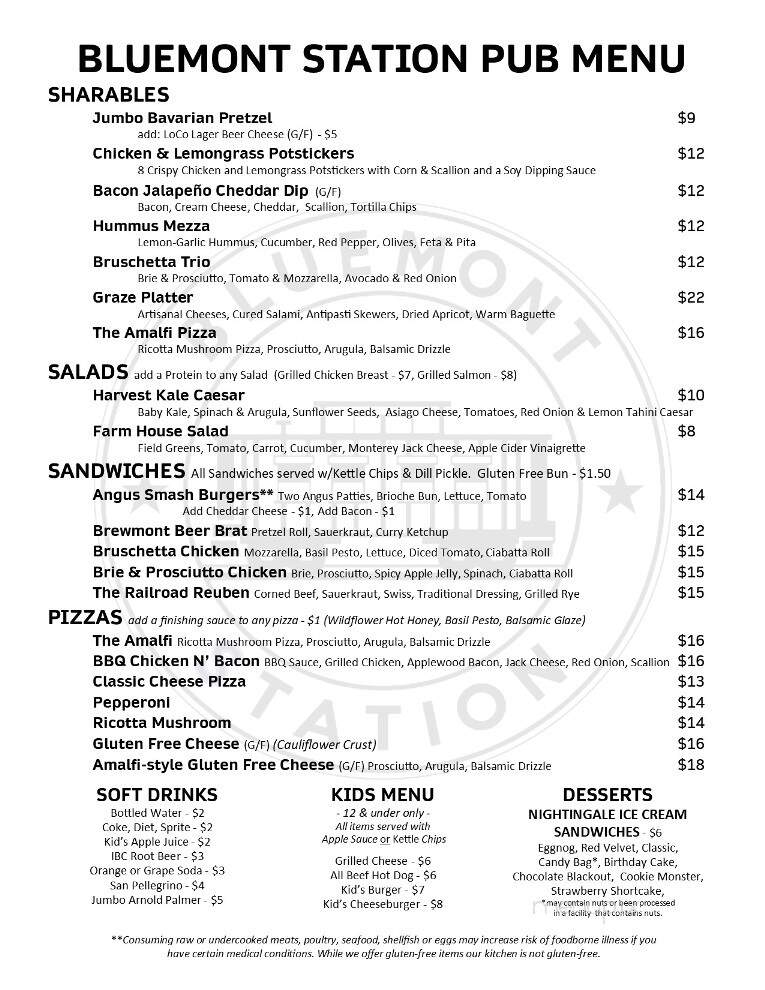 Bluemont Station Brewery and Winery - Bluemont, VA menu_pic