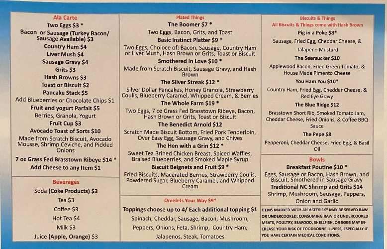 The Sea Biscuit Cafe - Varnamtown, NC menu_pic
