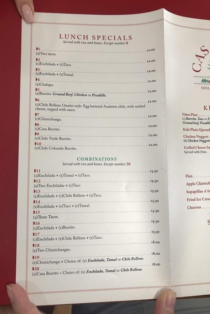 Casa Caro - Seeley Lake, MT menu_pic