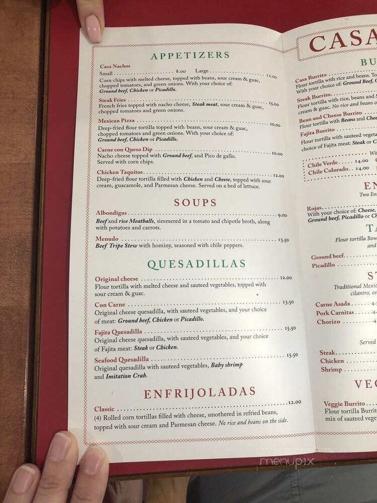 Casa Caro - Seeley Lake, MT menu_pic