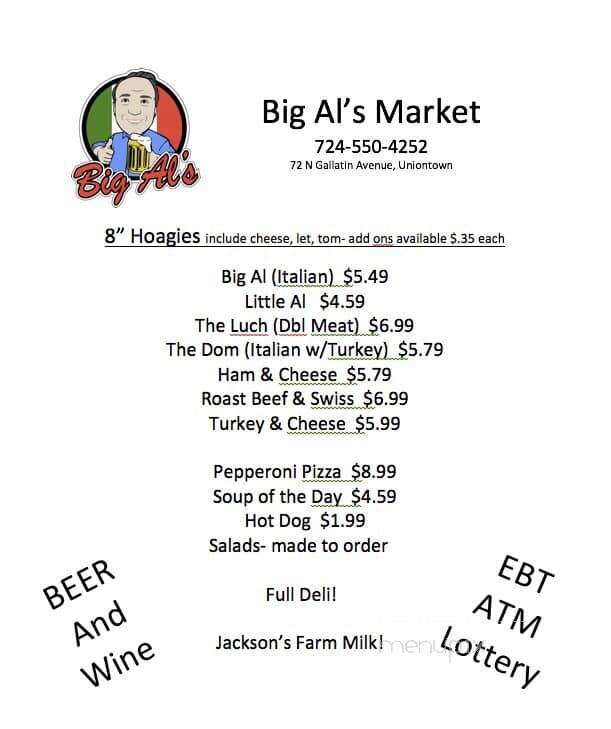 Big Al's - Uniontown, PA menu_pic