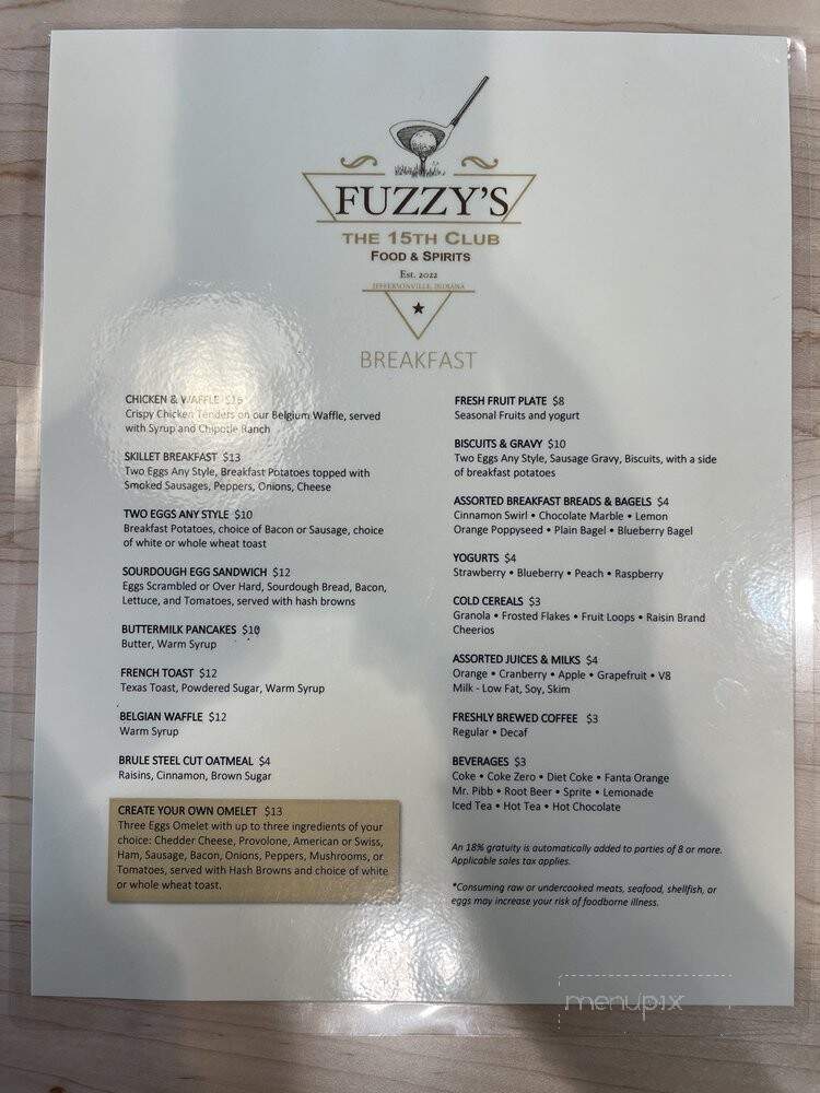 Fuzzy's the 15th Club - Jeffersonville, IN menu_pic
