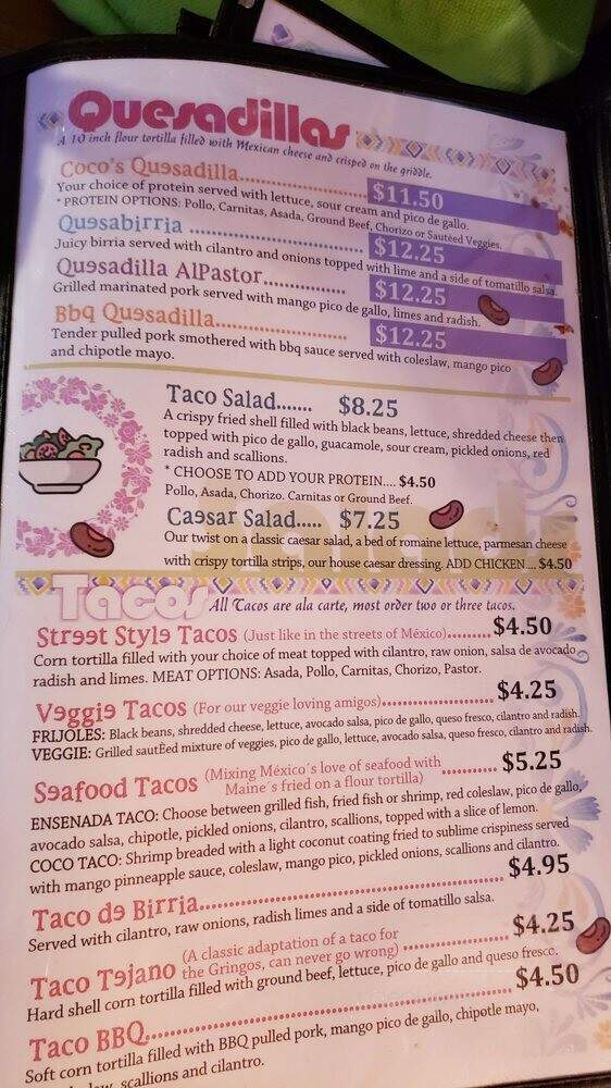 Coco Bar & Grill - Biddeford, ME menu_pic