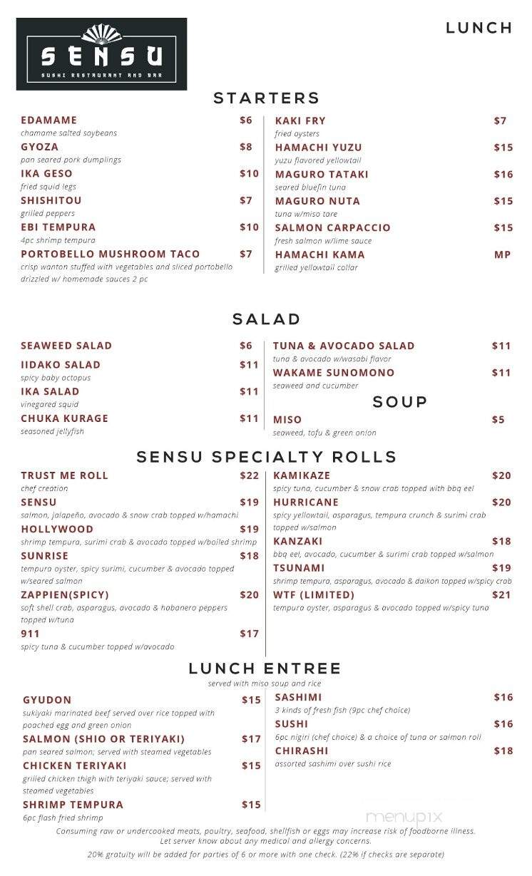 Sensu - Fayetteville, GA menu_pic