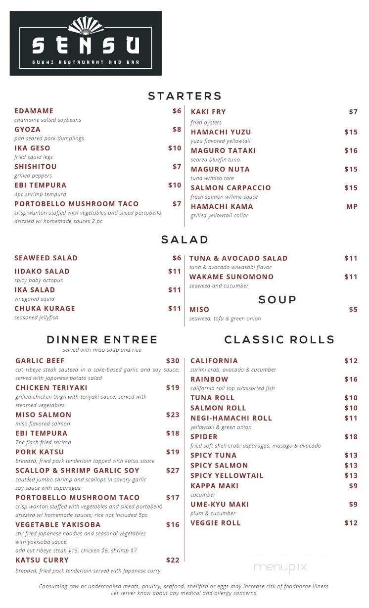 Sensu - Fayetteville, GA menu_pic