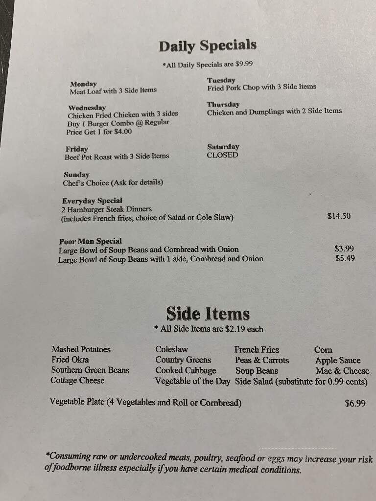 Maple Leaf Diner - Church Hill, TN menu_pic