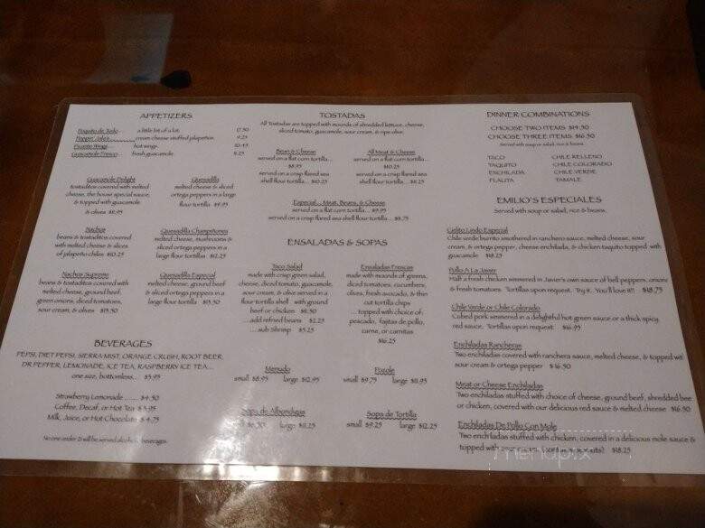 Emilio's Mexican Restaurant & Cantina - Lake Elsinore, CA menu_pic
