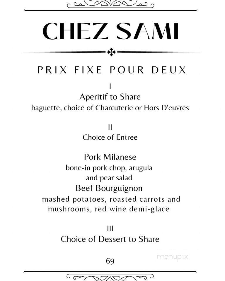 Chez Sami - Wolfforth, TX menu_pic