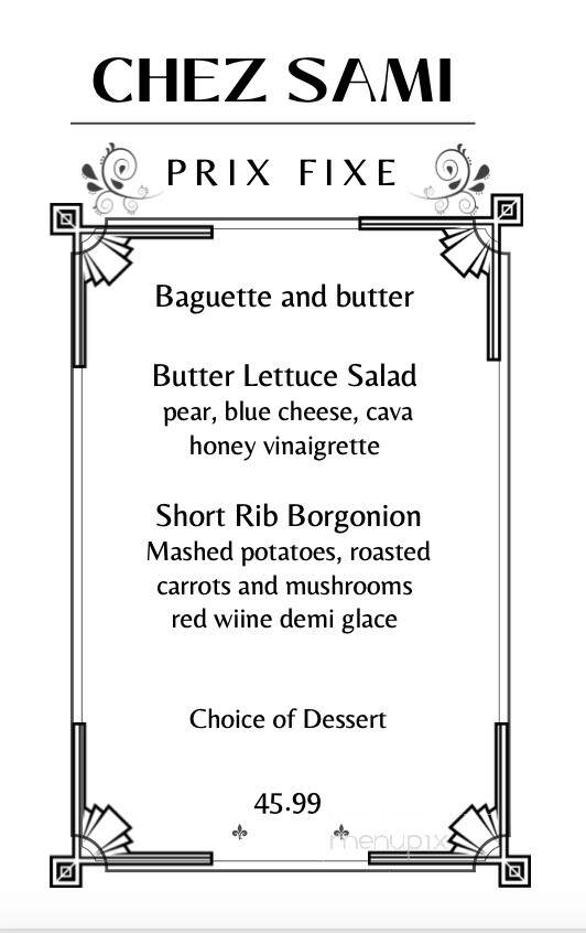 Chez Sami - Wolfforth, TX menu_pic