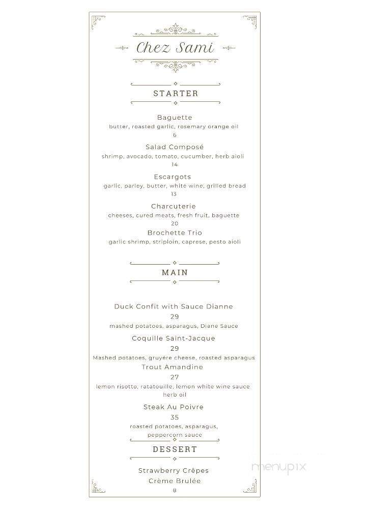 Chez Sami - Wolfforth, TX menu_pic