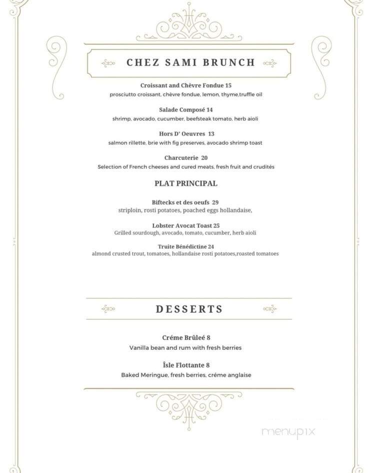 Chez Sami - Wolfforth, TX menu_pic