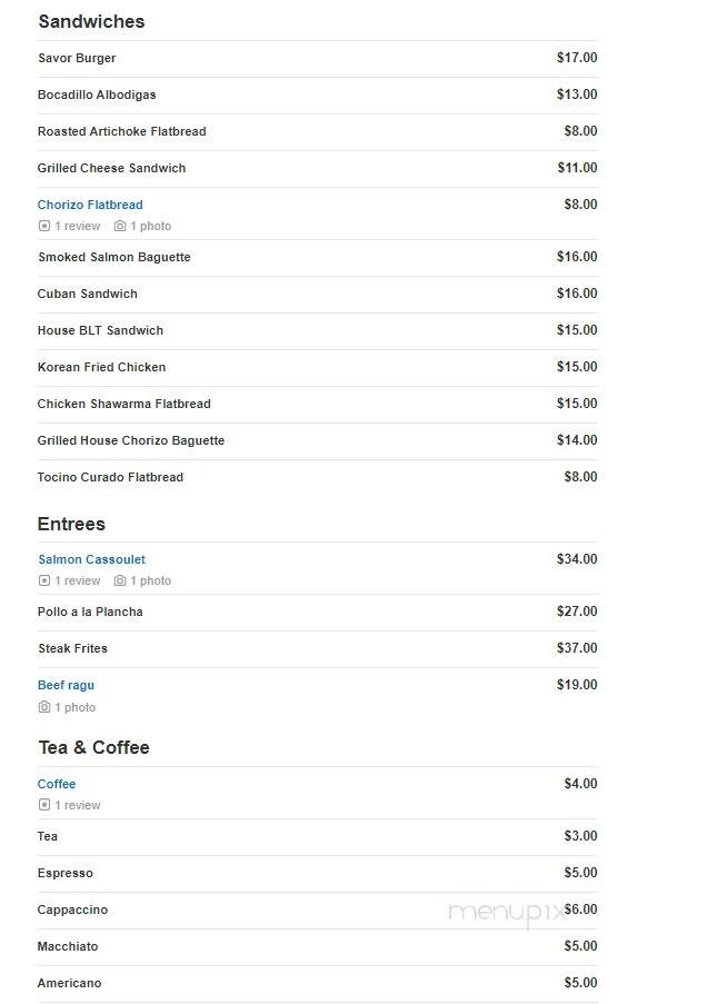 Savor Tapas Bar - Amarillo, TX menu_pic
