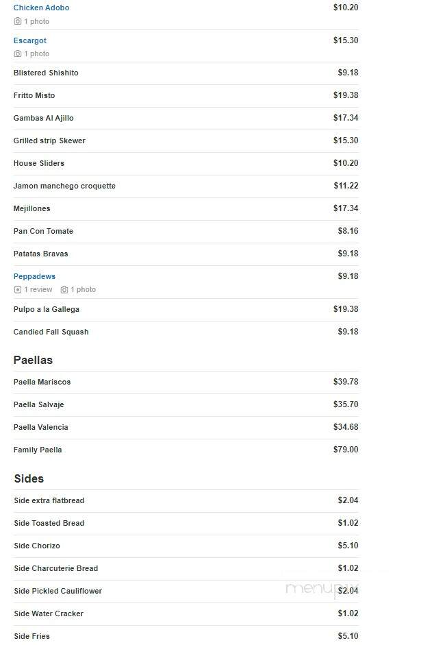 Savor Tapas Bar - Amarillo, TX menu_pic