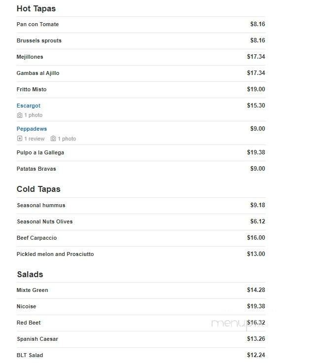 Savor Tapas Bar - Amarillo, TX menu_pic